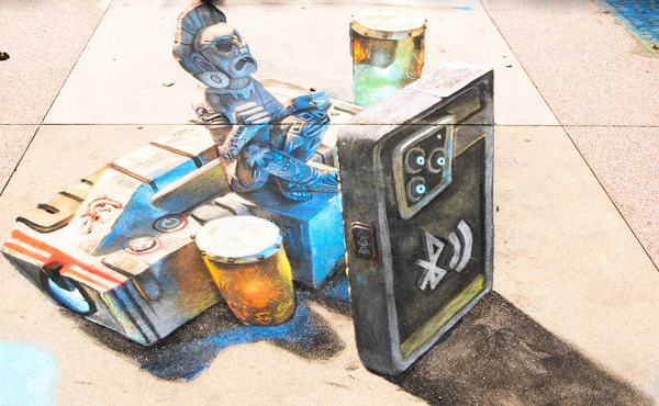 an animator and chalk portrait