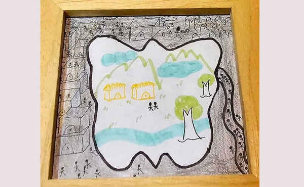 An outline of a butterfly