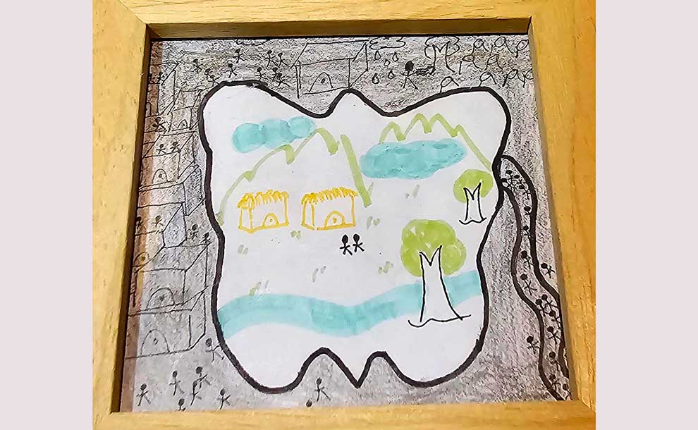 An outline of a butterfly