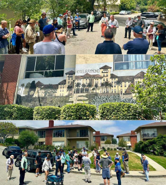 people exploring an area