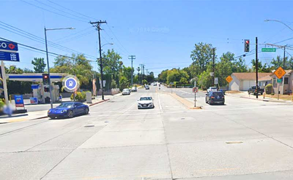 an intersection with cars