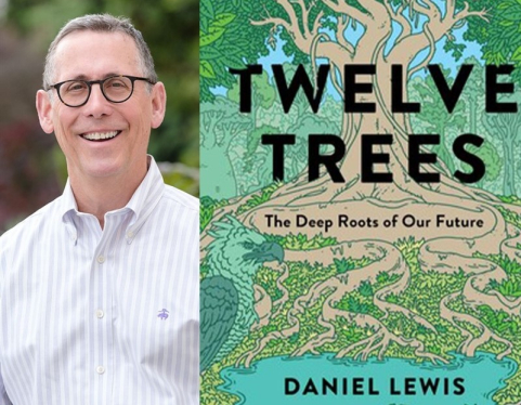 A mine smiling next to a cover of a book