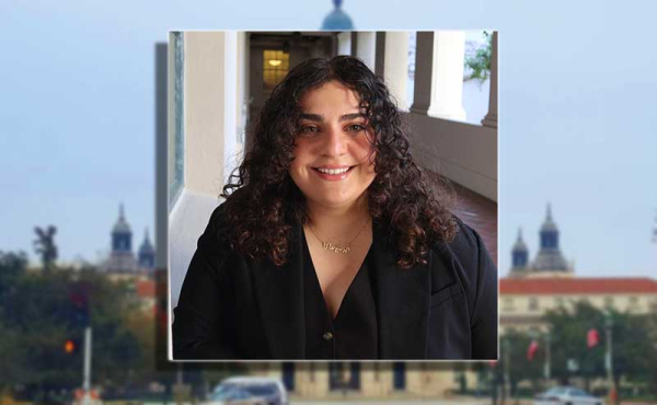 a woman looking at camera