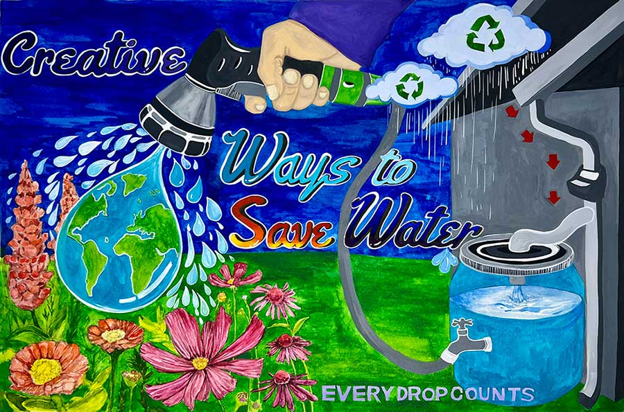 A bubble of water with earth inside it