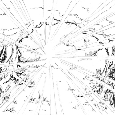 sun peeking through the clouds