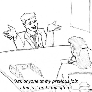 a man on a job interview being honest by saying he's incompetent