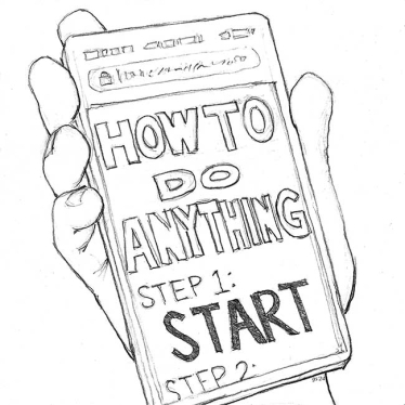 A hand holding a phone with the Do anything: Step 1 START