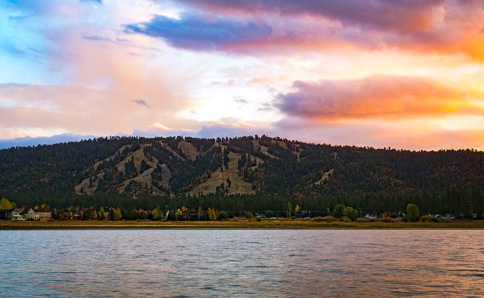 a lake and sunset clouds