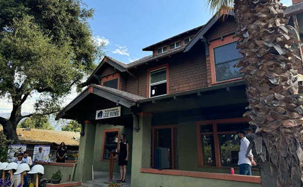 a home with shovels outside