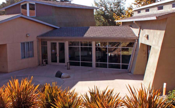 a center with glass door and windows