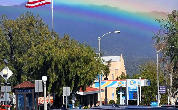 rainbow over mountains