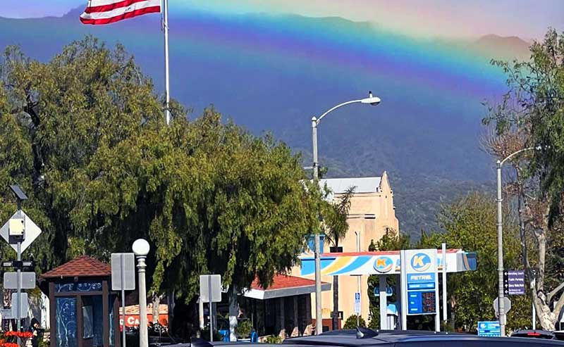 rainbow over mountains