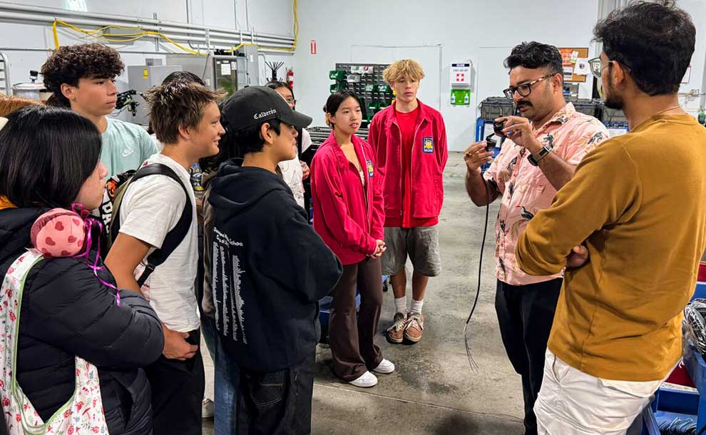 students at a visit to a company