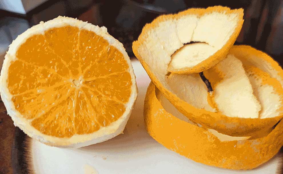 a cut range and its peel next to it