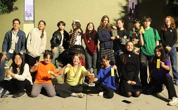 students gather for photo