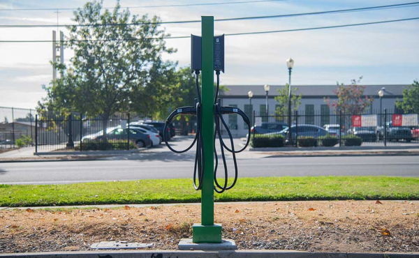 a charging station by a street