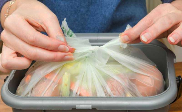food waste in a plastic bag