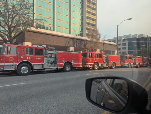 trucks on side of street