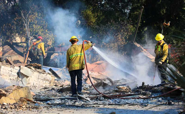 firefighters with hoses