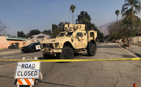 a military car on a street