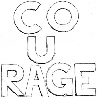 the word Courage divided into three parts: co-u-rage
