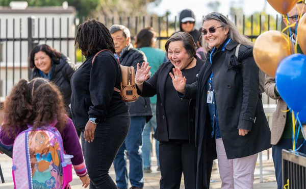 educators and administrators welcome students