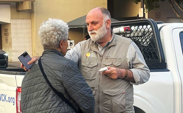 a man and a woman talking