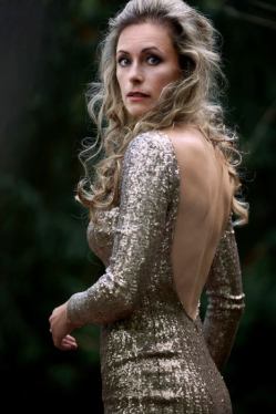 A woman looking back at the camera