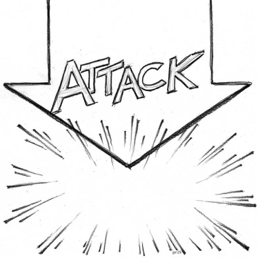 an arrow pointing to under attack
