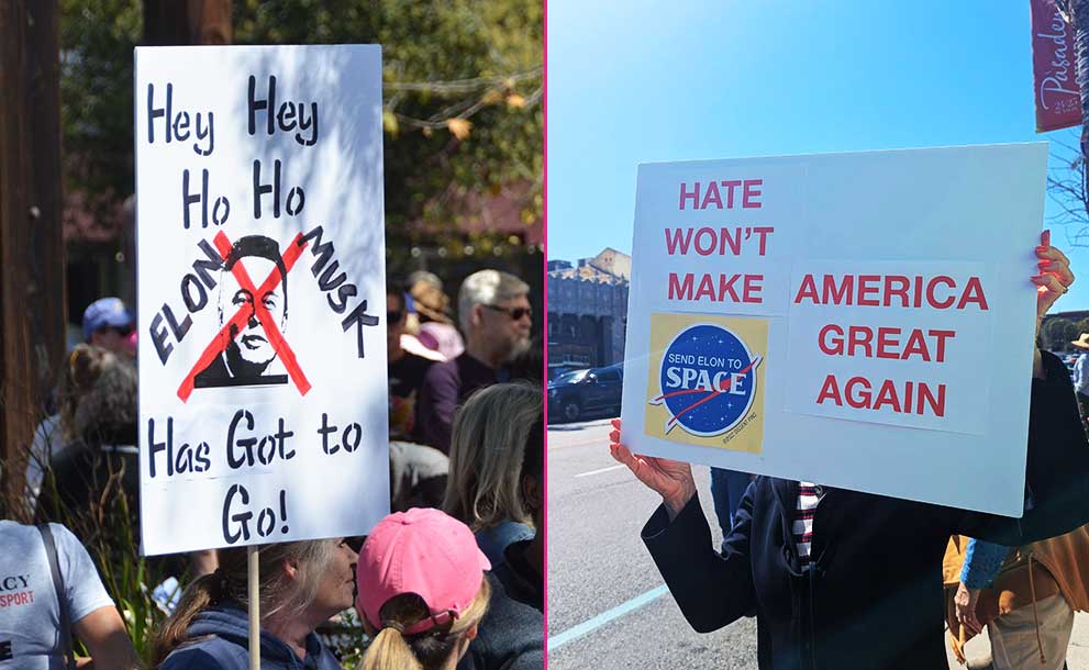 people holding signs at rallies