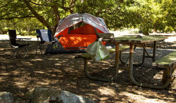 a tent in a campground