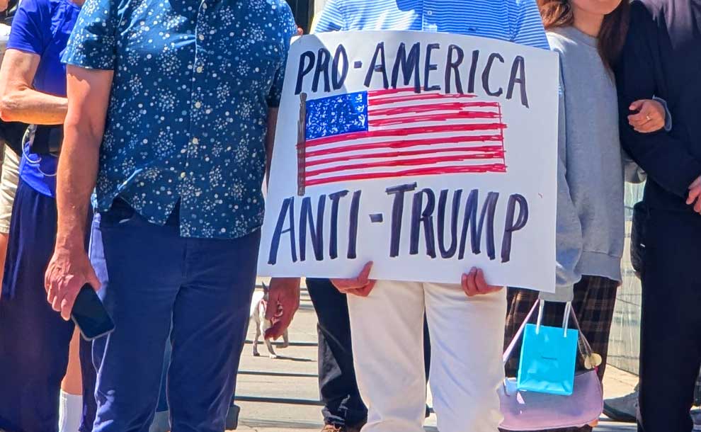 someone holding a sign