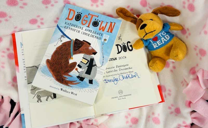 a book and a stuffed animal