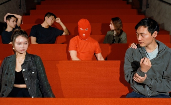 People sitting on benches