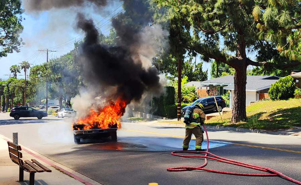 a car on fire