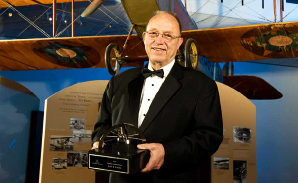 a man receiving an award