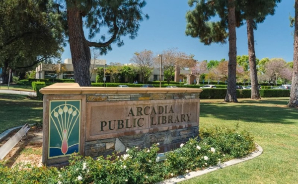 A sign for a library