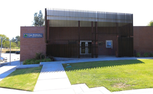A building with a lawn in front