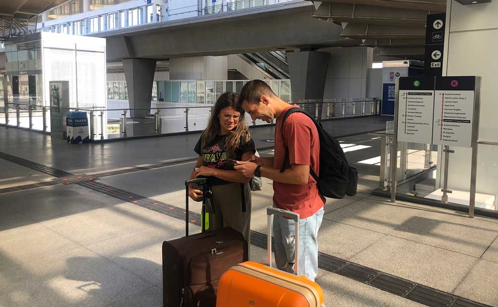 tourists on their phone