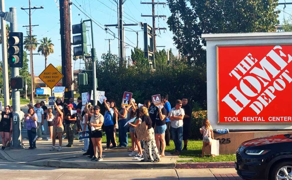 crowd at Home Depot in Monrovioa