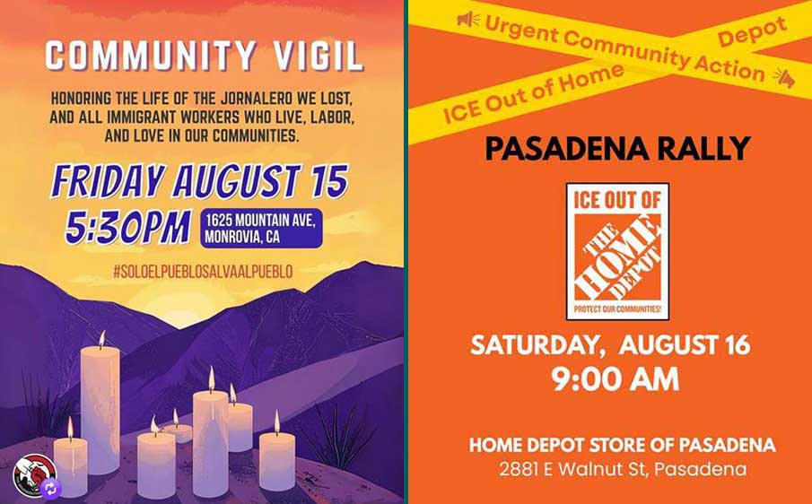 vigil flyers in Monrovia and Pasadena