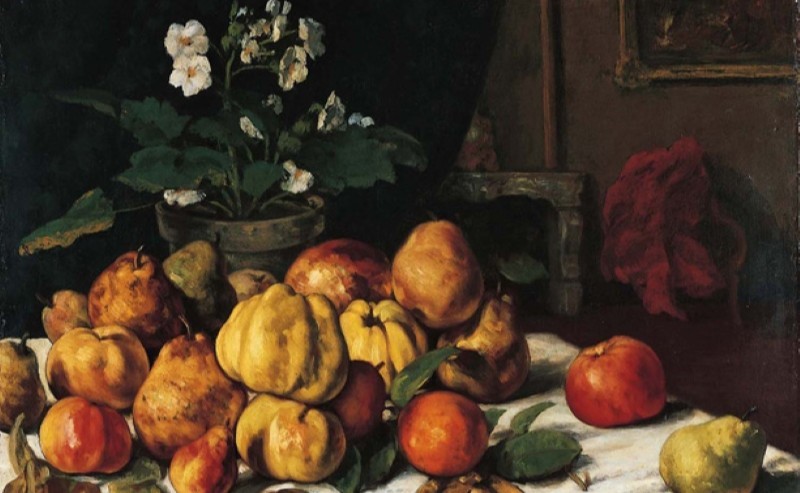 Painting of fruit on table