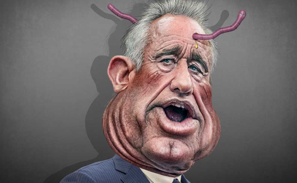 a caricature of a worm penetrating someone's skull