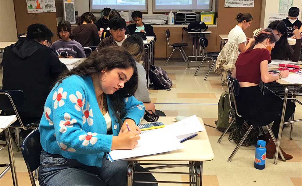 students working in classroom