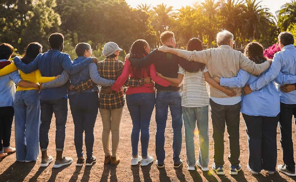 people hugging each other