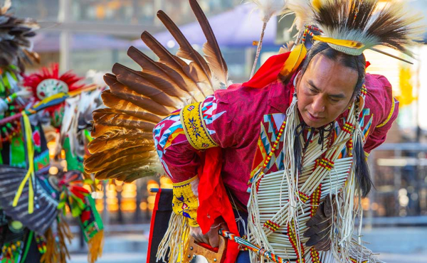 Celebrating with a traditional dance
