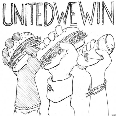 Hands holding sandwiches