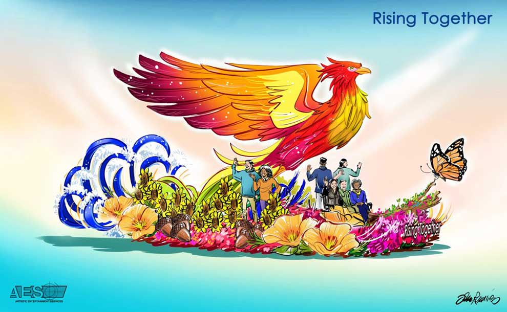 a rendering of a phoenix float