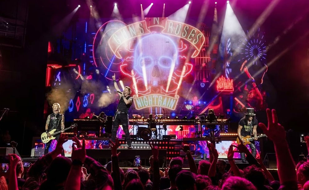 a band singing on stage