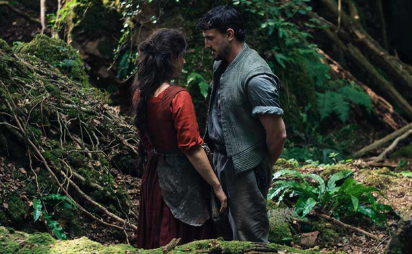 a man and a woman looking at each other